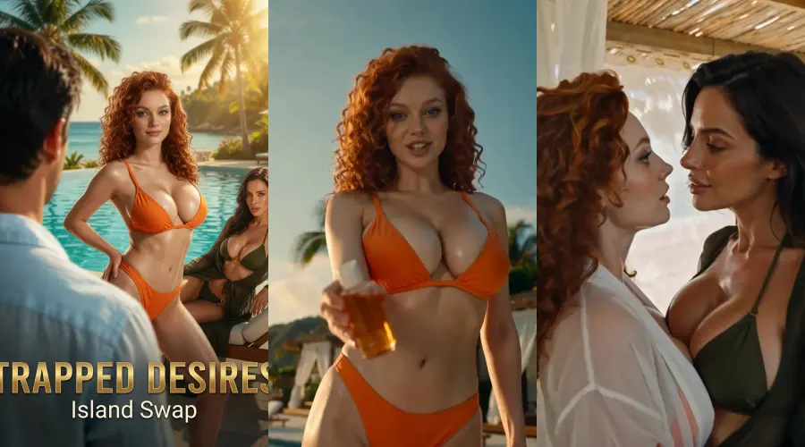 Trapped Desires: Island Swap – cover, episode 1 and episode 2 frames