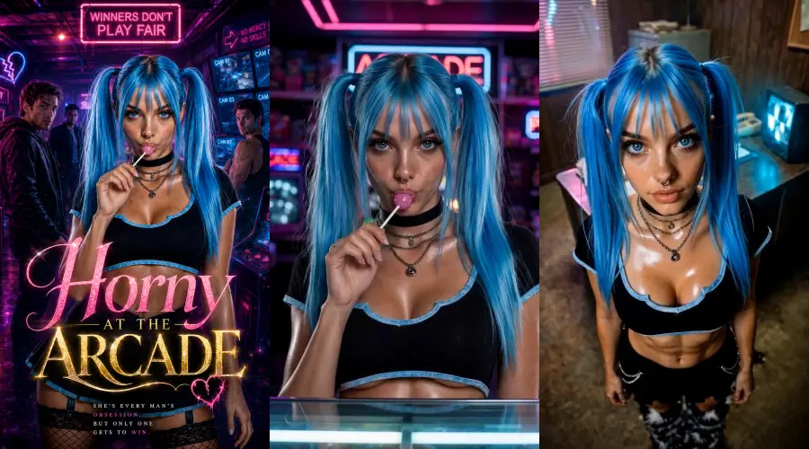 Horny at the Arcade – cover, episode 1 and episode 2 frames