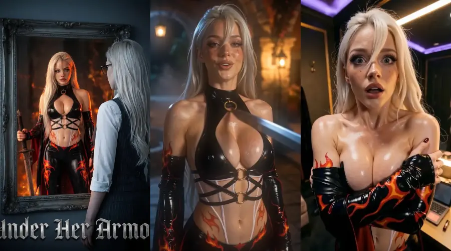 UNDER HER ARMOR – cover, episode 1 and episode 2 frames