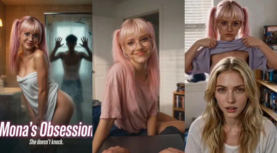 Mona's Obsession – cover, episode 1 and episode 2 frames