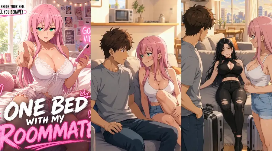 One Bed With My Roommate – cover, episode 1 and episode 2 frames