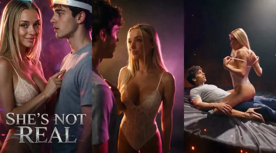 She's Not Real – cover, episode 1 and episode 2 frames