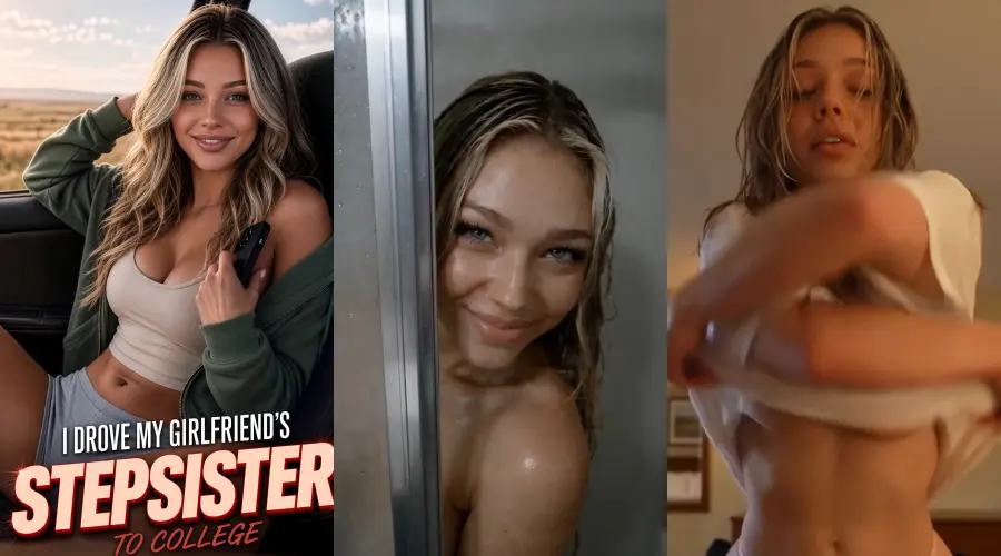 I Drove My Girlfriend's Stepsister To College – cover, episode 1 and episode 2 frames