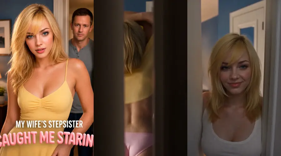 My Wife's Stepsister Caught Me Staring – cover, episode 1 and episode 2 frames